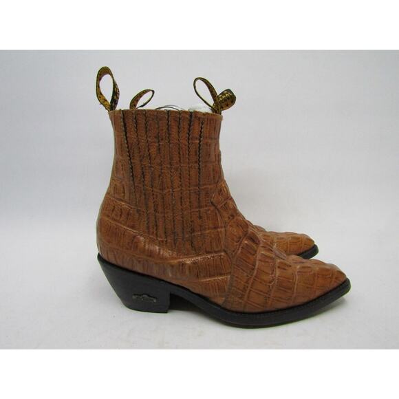 El General Mens 8 M Brown Alligator Leather Chelsea Ankle Cowboy 7\